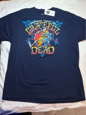Grateful Dead Navy Graphic Tee - Summer Tour Skeleton Design